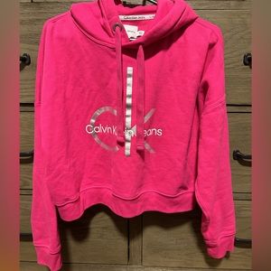 Calvin Klein pink cropped hoodie - small